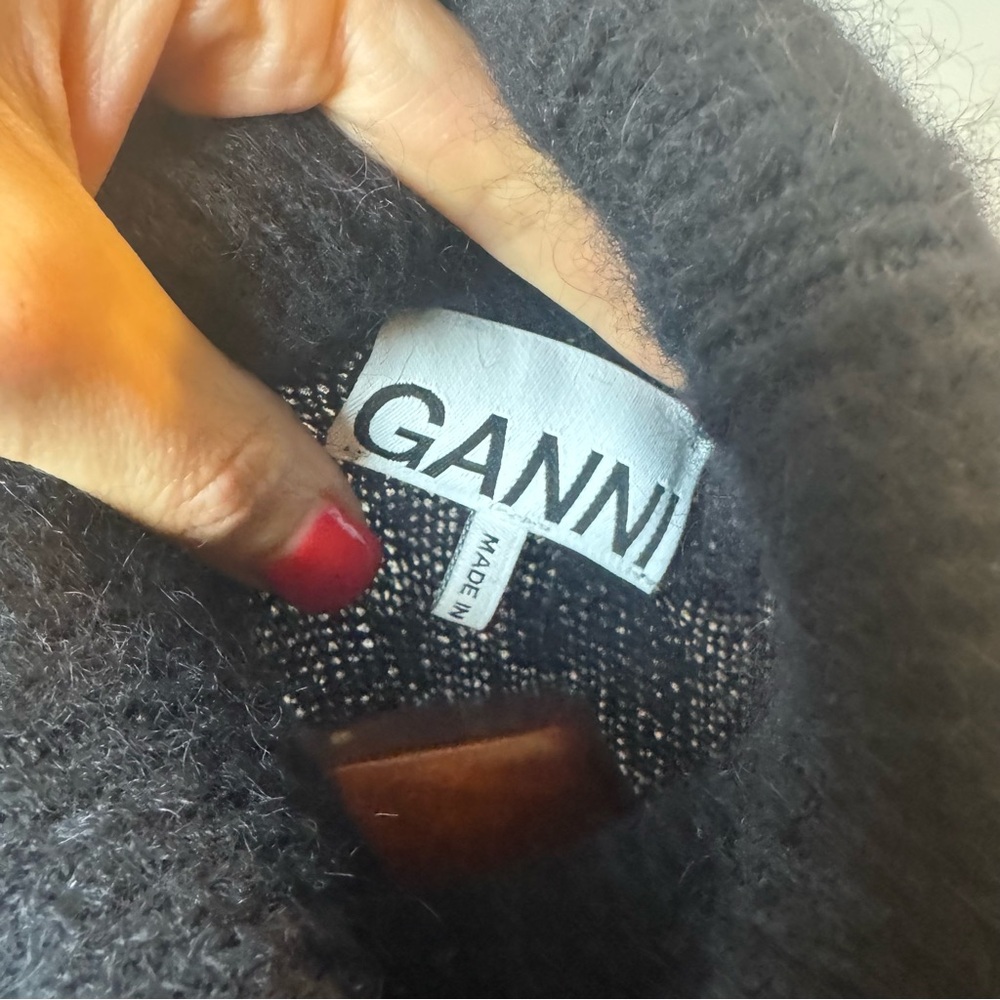 GANNI Black Cutout Turtleneck Wrap Sweater - NWOT Soft Knit Wrap Sweater XS - Picture 4 of 5